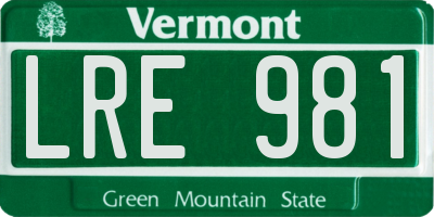 VT license plate LRE981