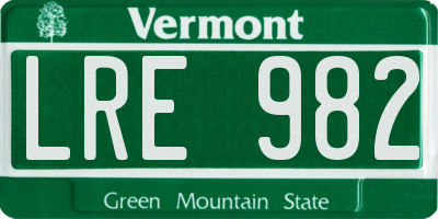 VT license plate LRE982