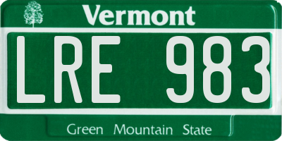 VT license plate LRE983