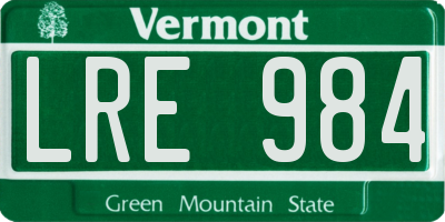 VT license plate LRE984