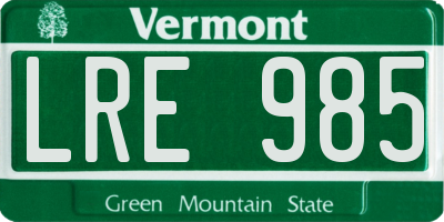 VT license plate LRE985