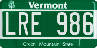VT license plate LRE986