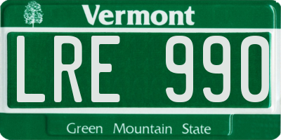 VT license plate LRE990