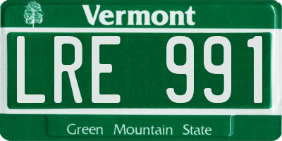 VT license plate LRE991