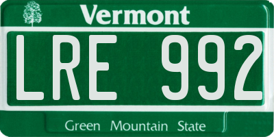 VT license plate LRE992