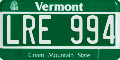 VT license plate LRE994