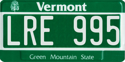 VT license plate LRE995
