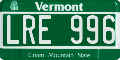 VT license plate LRE996