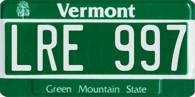 VT license plate LRE997