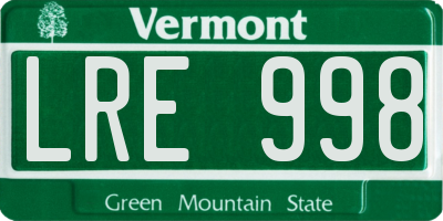 VT license plate LRE998
