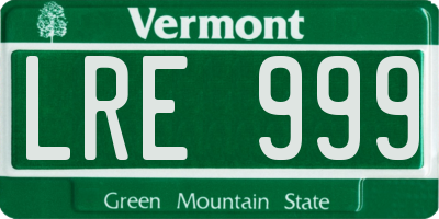 VT license plate LRE999