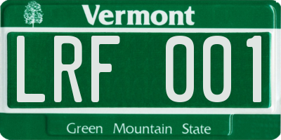 VT license plate LRF001