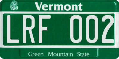 VT license plate LRF002