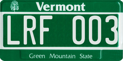 VT license plate LRF003
