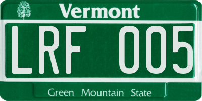 VT license plate LRF005