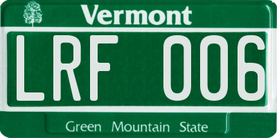 VT license plate LRF006