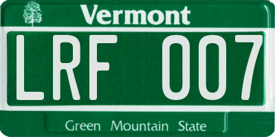 VT license plate LRF007