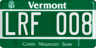 VT license plate LRF008