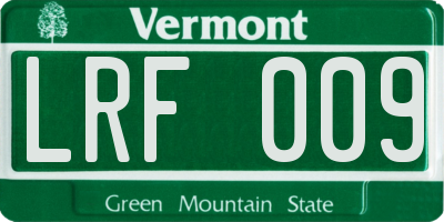 VT license plate LRF009