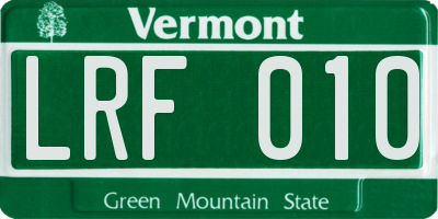 VT license plate LRF010