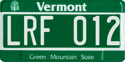 VT license plate LRF012