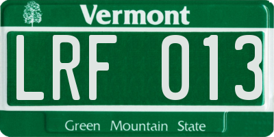 VT license plate LRF013