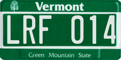 VT license plate LRF014
