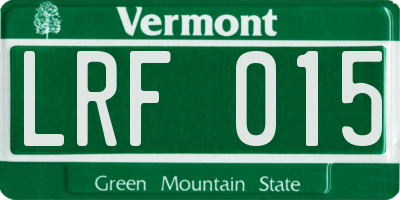 VT license plate LRF015