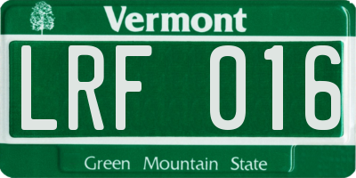 VT license plate LRF016