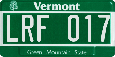 VT license plate LRF017