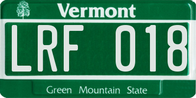 VT license plate LRF018