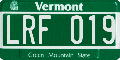 VT license plate LRF019