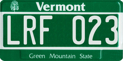 VT license plate LRF023