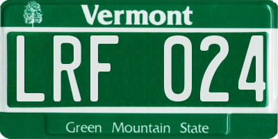 VT license plate LRF024