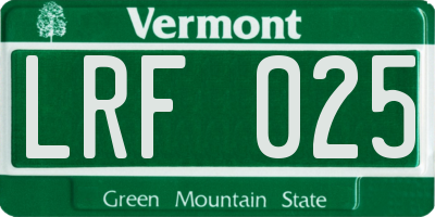VT license plate LRF025
