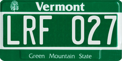 VT license plate LRF027