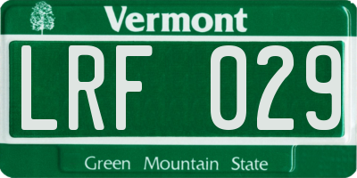 VT license plate LRF029
