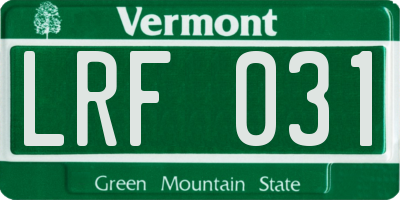 VT license plate LRF031