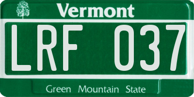 VT license plate LRF037