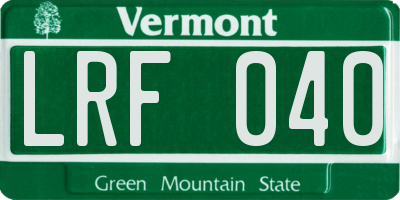 VT license plate LRF040