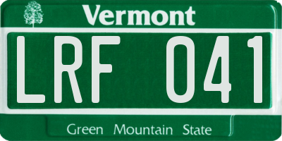 VT license plate LRF041