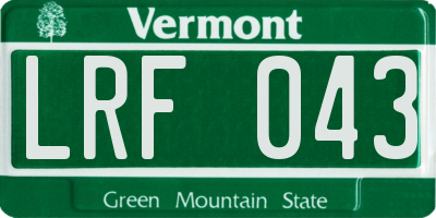 VT license plate LRF043