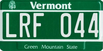 VT license plate LRF044