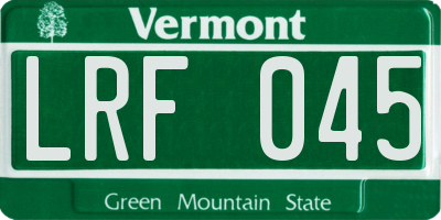 VT license plate LRF045