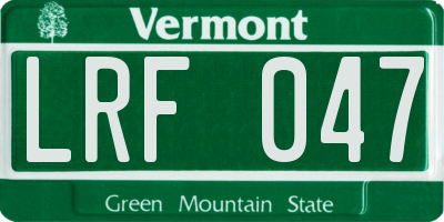 VT license plate LRF047
