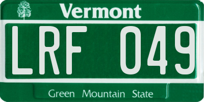 VT license plate LRF049