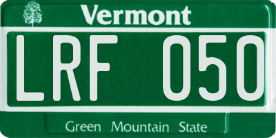 VT license plate LRF050