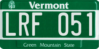 VT license plate LRF051