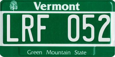 VT license plate LRF052