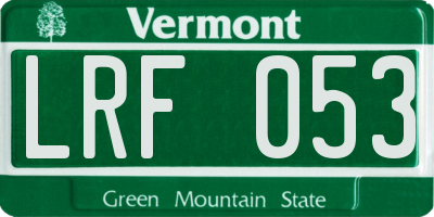 VT license plate LRF053